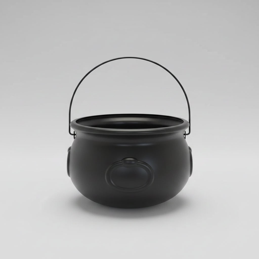 Halloween Treats Candy Bucket Cauldron with Witch Handle for Sweets and Party Display
