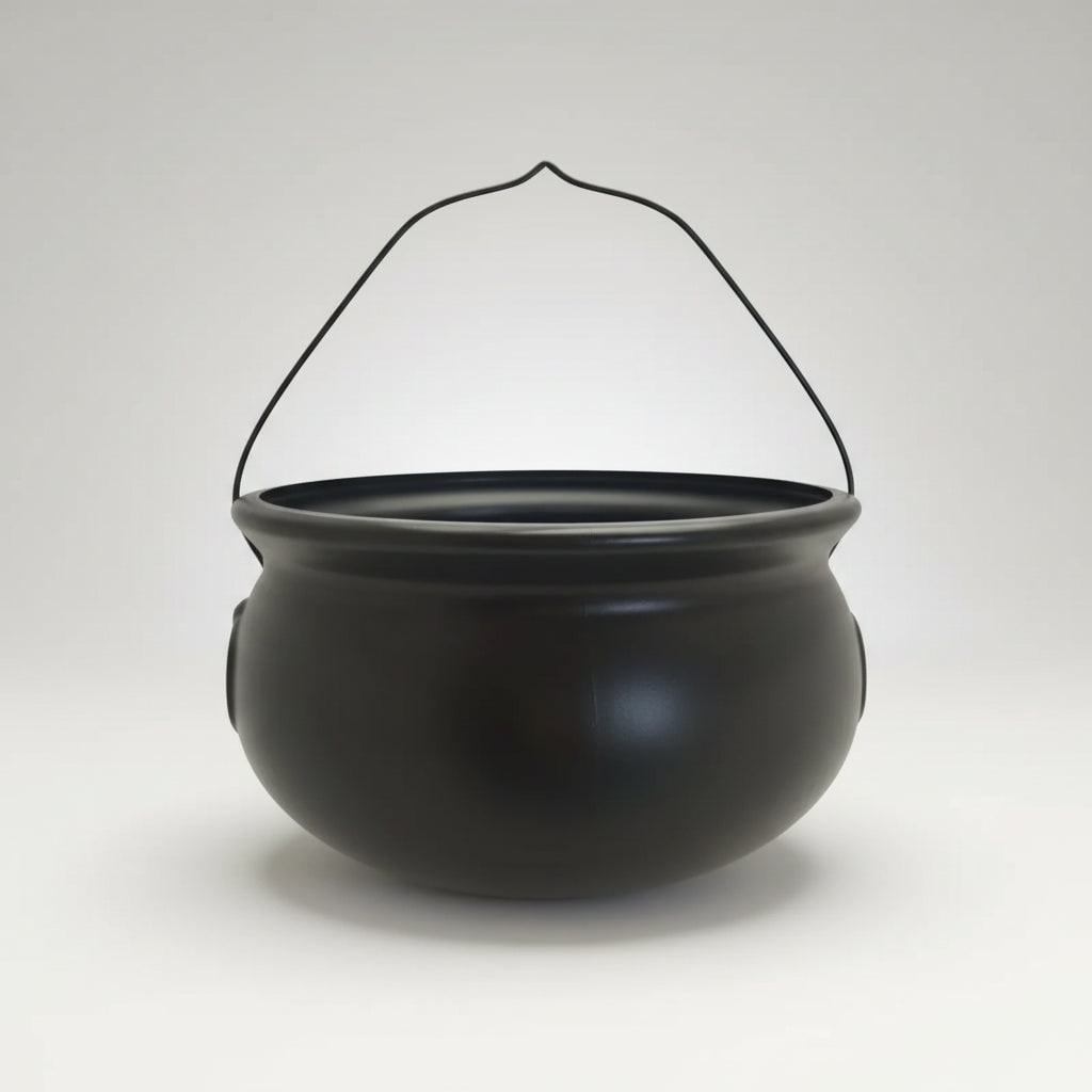 Halloween Treats Candy Bucket Cauldron with Witch Handle for Sweets and Party Display