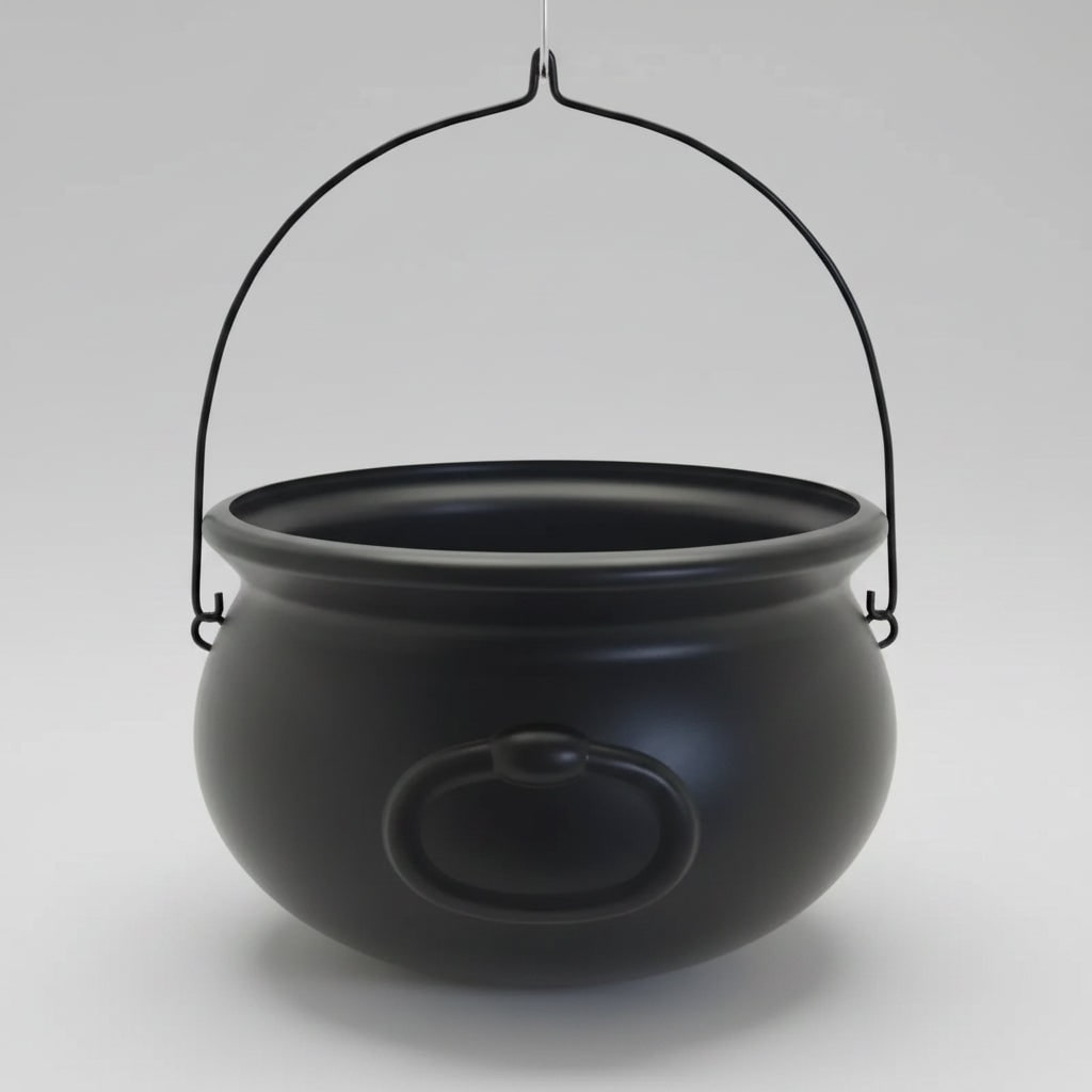 Halloween Treats Candy Bucket Cauldron with Witch Handle for Sweets and Party Display