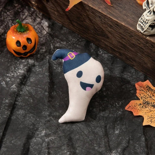 Cat Halloween Pumpkin Ghost and Skeleton Catnip Plush Toys for Interactive Biting Play