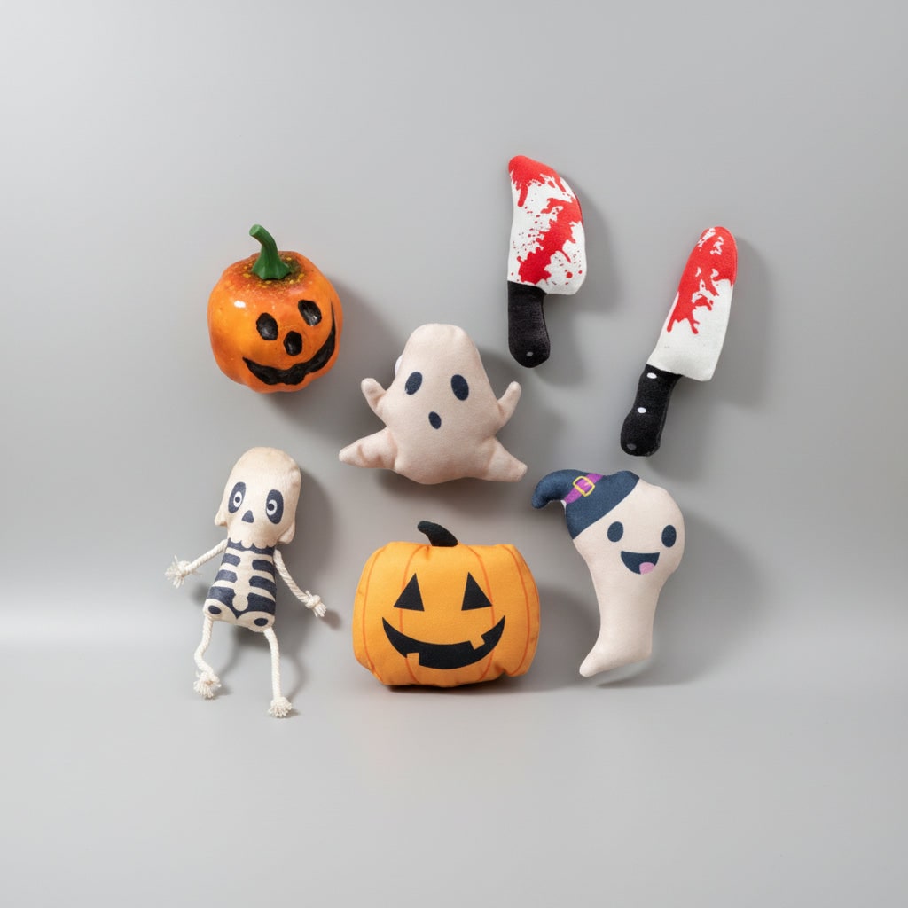 Halloween Cats Catnip Toys Interactive Plush Set in Six Spooky Shapes for Play