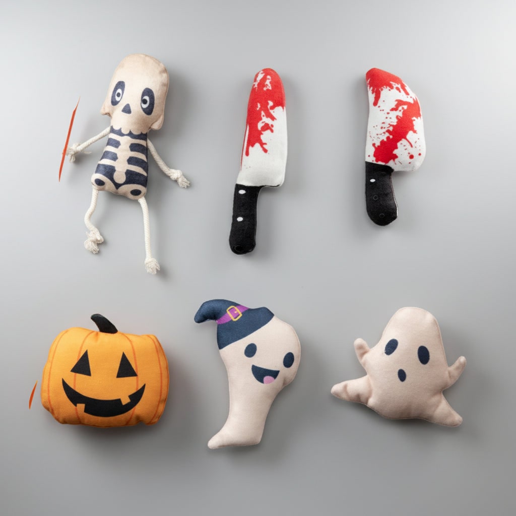 Halloween Cats Catnip Toys Interactive Plush Set in Six Spooky Shapes for Play