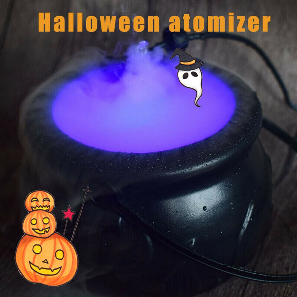 Cauldron Mist Maker Halloween Table Decorations for Party with Rolling Fog and LED Glow