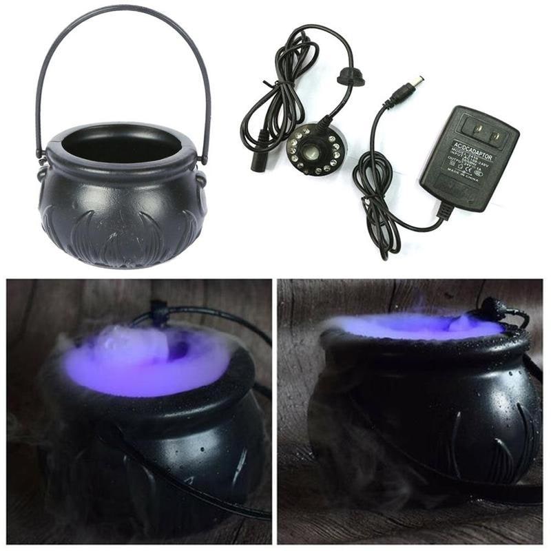 Cauldron Mist Maker Halloween Table Decorations for Party with Rolling Fog and LED Glow