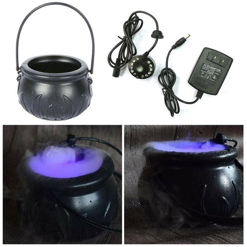 Cauldron Mist Maker Halloween Table Decorations for Party with Rolling Fog and LED Glow