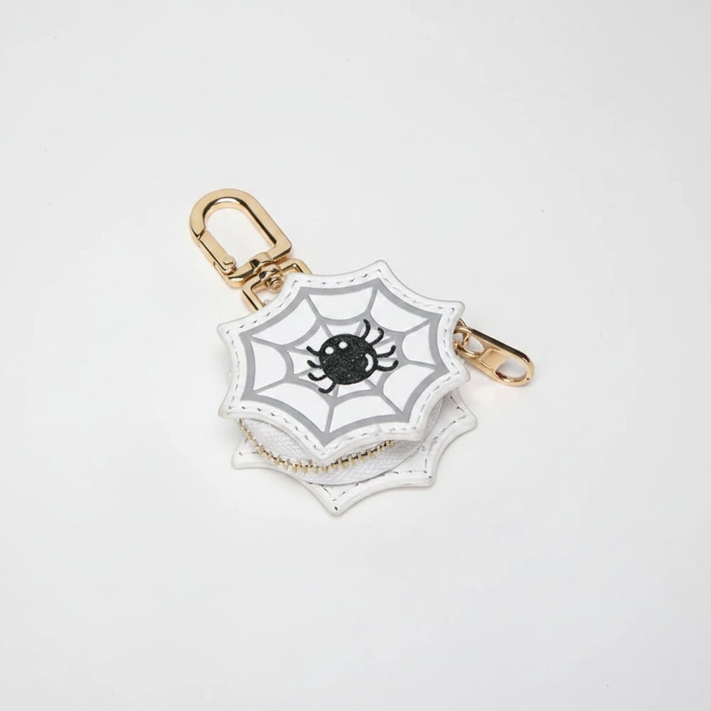 Halloween Accessories Coin Purse Keychain with Faux Leather Zip Fastening Pouch