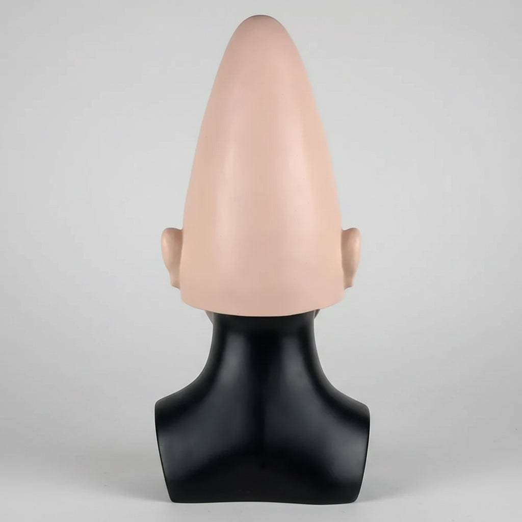 Conehead Latex Halloween Costume Mask with Moulded Ears and Forehead Wrinkles