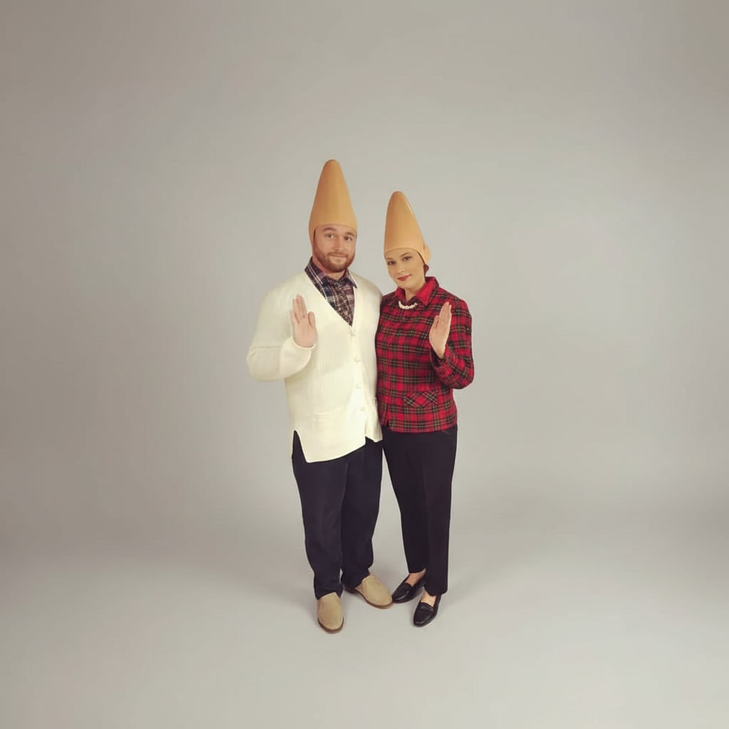 Conehead Latex Halloween Costume Mask with Moulded Ears and Forehead Wrinkles