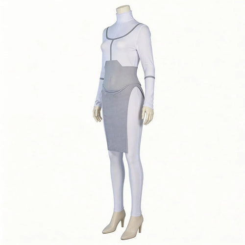 Anime Cosplay Bodysuit with Mock Turtleneck Tabard and Chest Emblem Detail