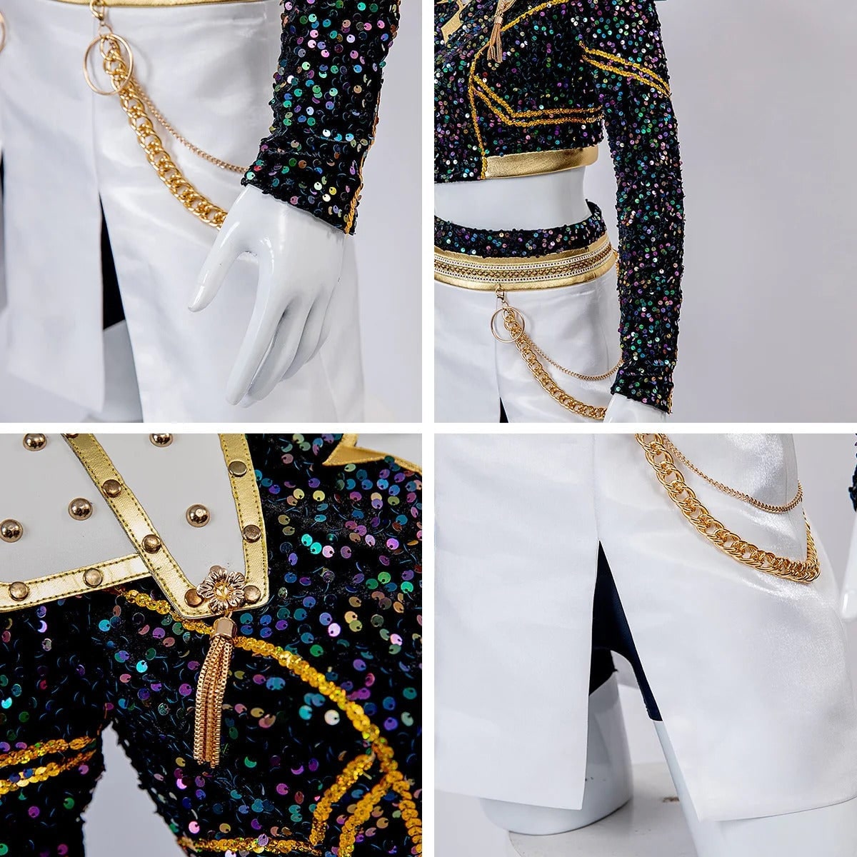 Cheerleader Halloween Costume for Kids with Cropped Top and Box Pleated Skirt Cosplay Outfit