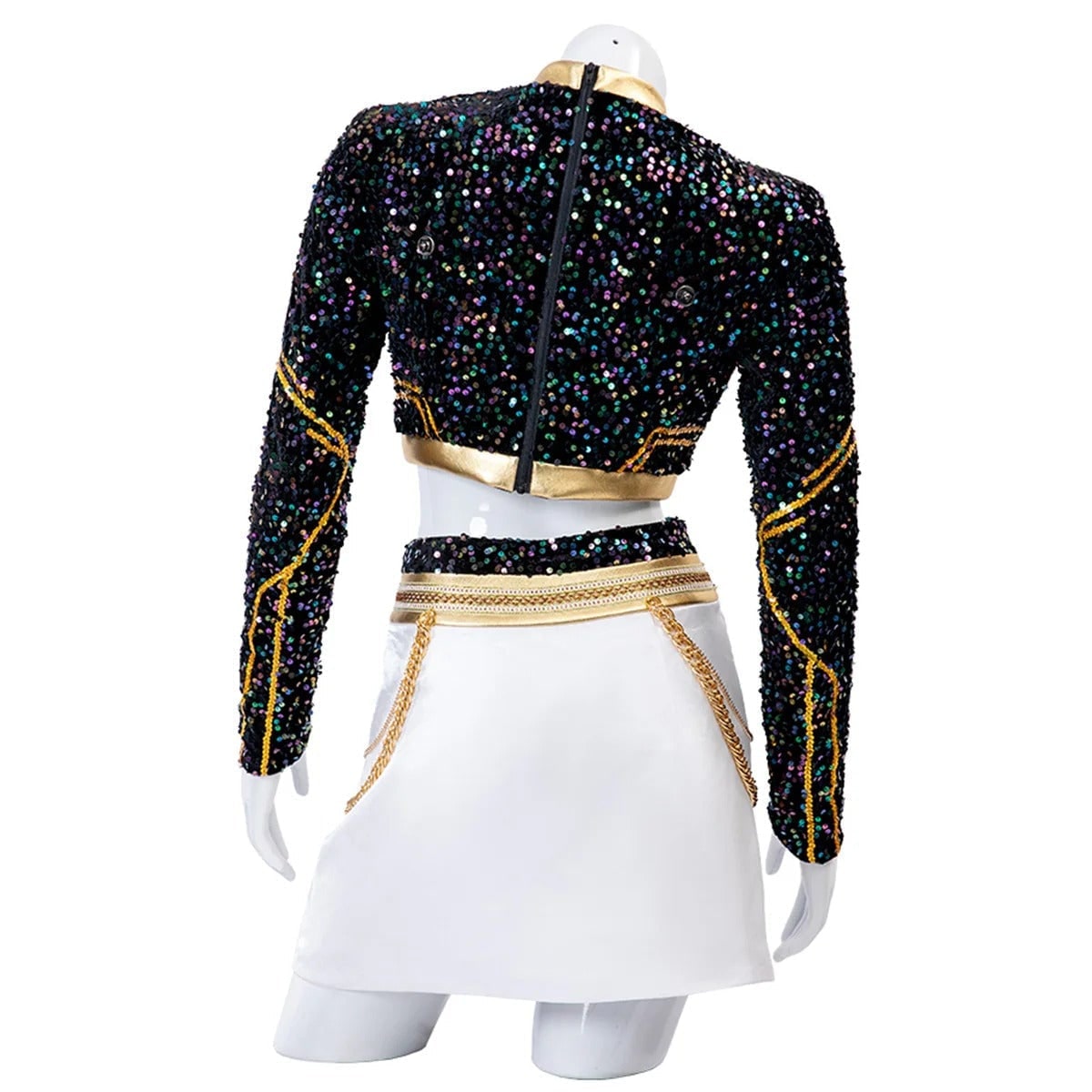 Cheerleader Halloween Costume for Kids with Cropped Top and Box Pleated Skirt Cosplay Outfit