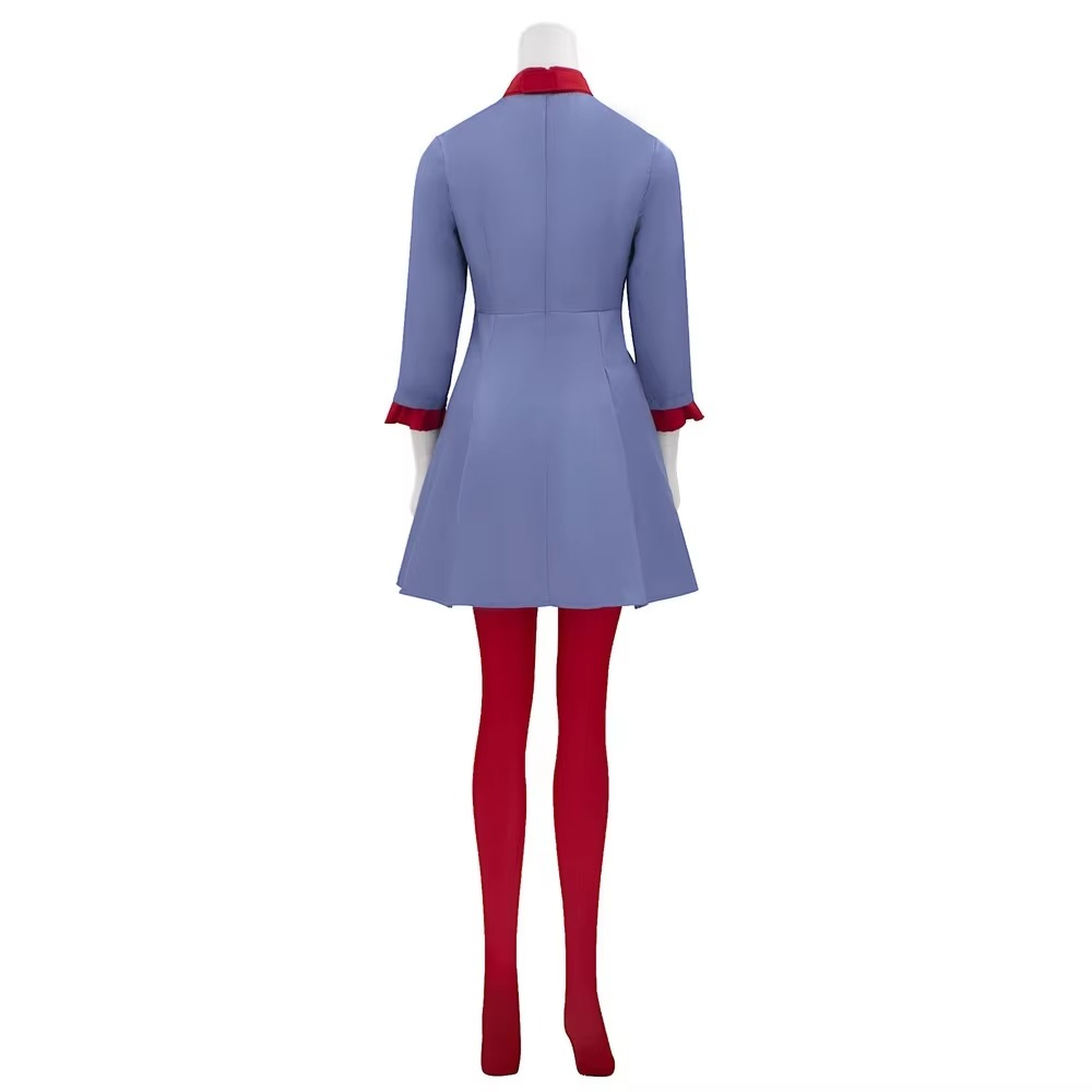 Anime Costumes for Halloween Party with Embroidered A-Line Mini Dress Bow and Red Tights