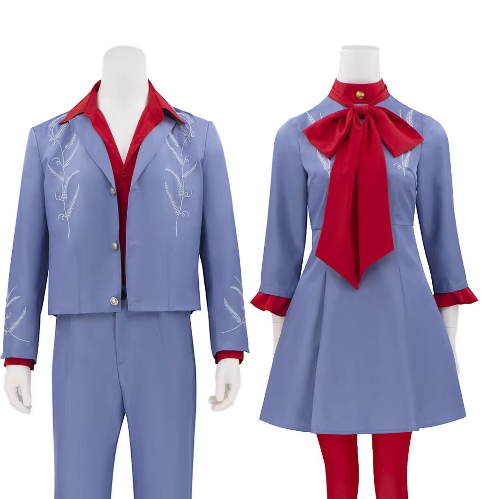 Anime Costumes for Halloween Party with Embroidered A-Line Mini Dress Bow and Red Tights