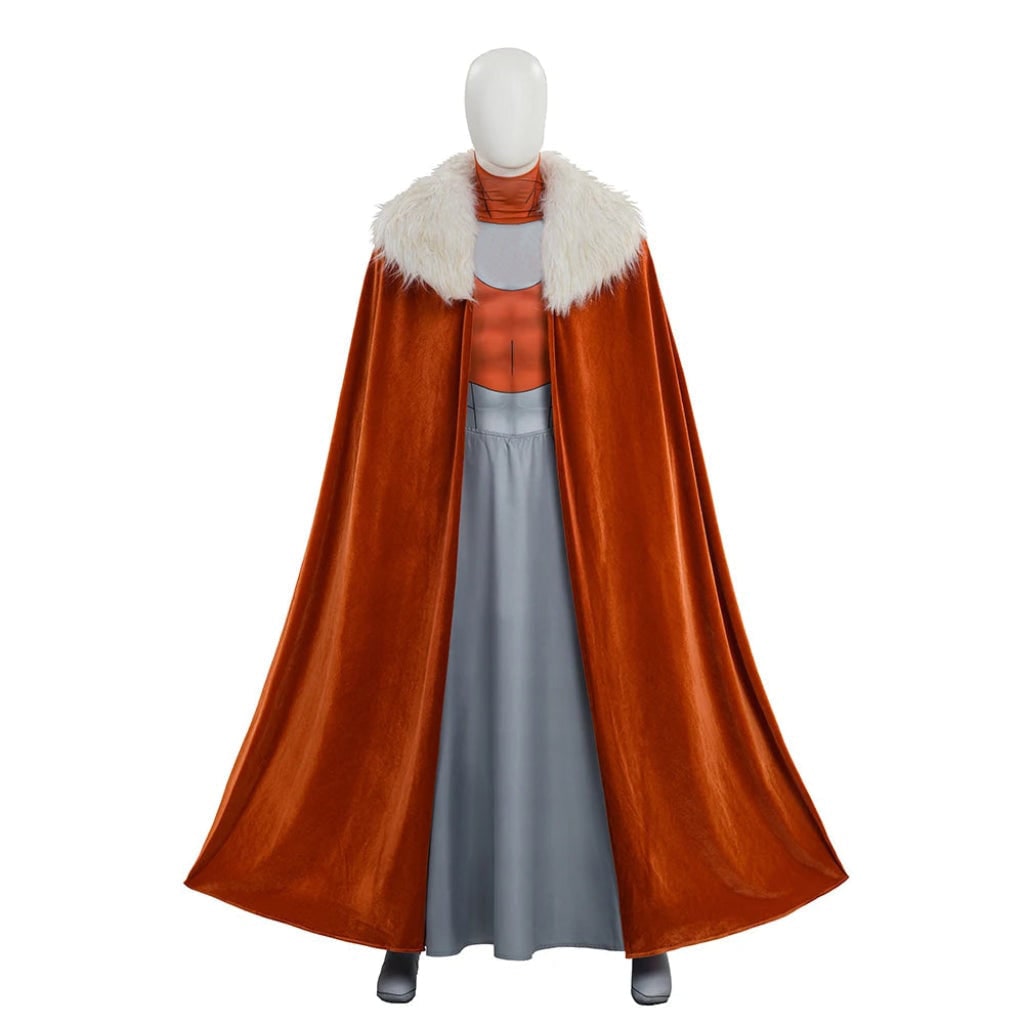 Sci-Fi Armour Print Cosplay Three Piece Set with Maxi Skirt and Velvet Cape