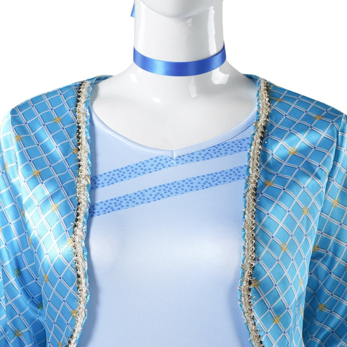 Sailor Cosplay Costume with Cropped Jacket Two-Tone Trousers and Fingerless Gloves