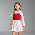 Cosplay Costume Multi Piece Set with Hooded Shrug and Pleated Skirt for Kids and Adults
