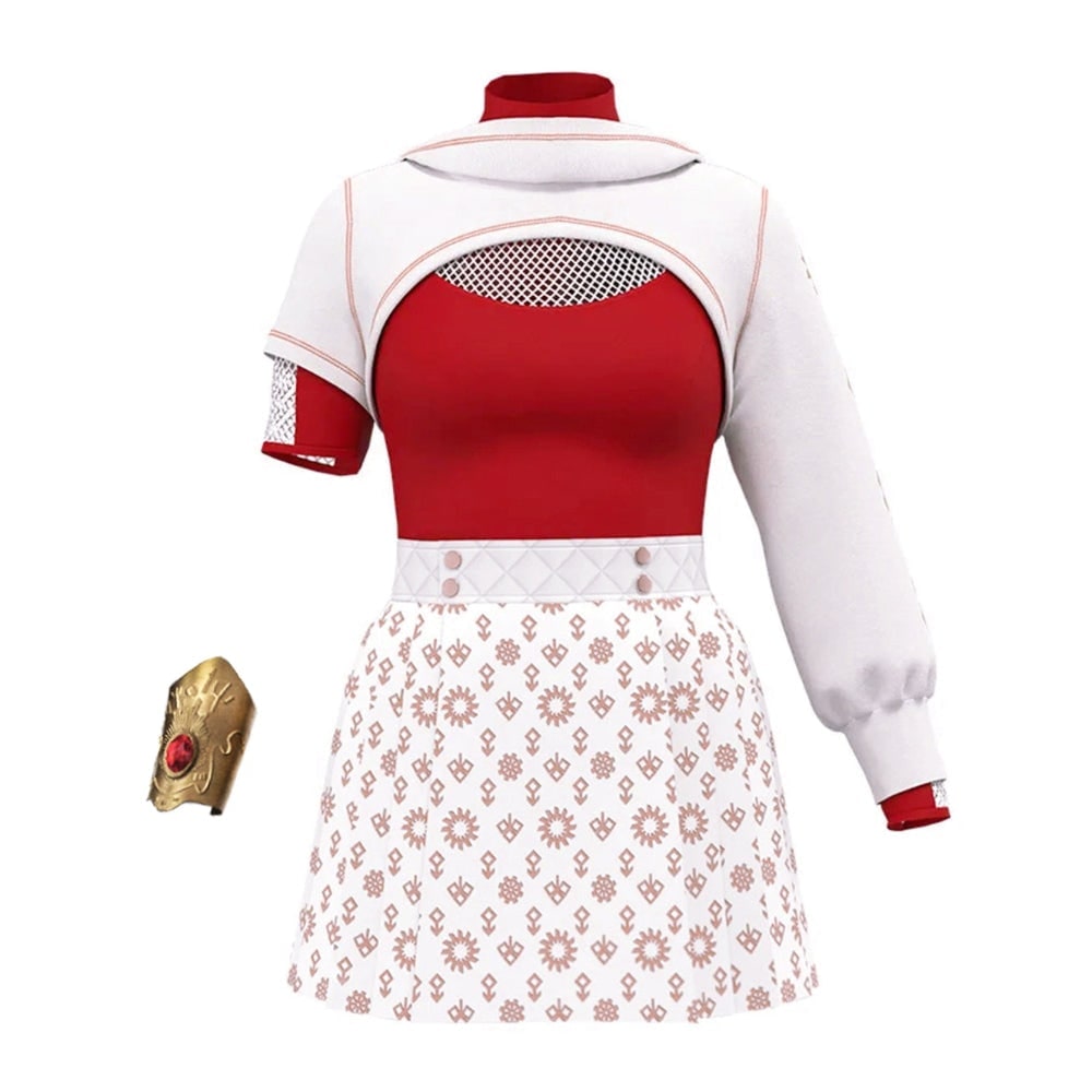 Cosplay Costume Multi Piece Set with Hooded Shrug and Pleated Skirt for Kids and Adults