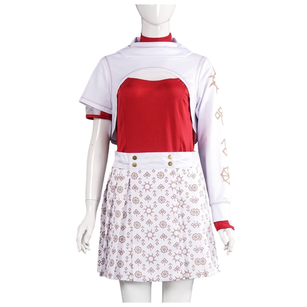 Cosplay Costume Multi Piece Set with Hooded Shrug and Pleated Skirt for Kids and Adults