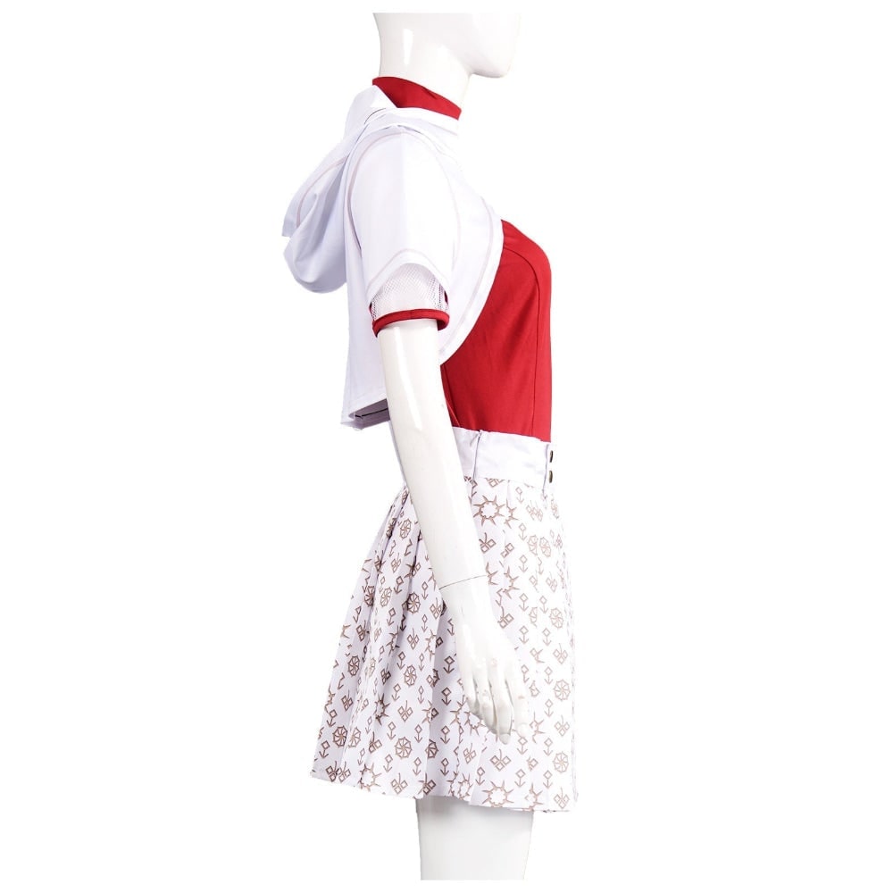 Cosplay Costume Multi Piece Set with Hooded Shrug and Pleated Skirt for Kids and Adults