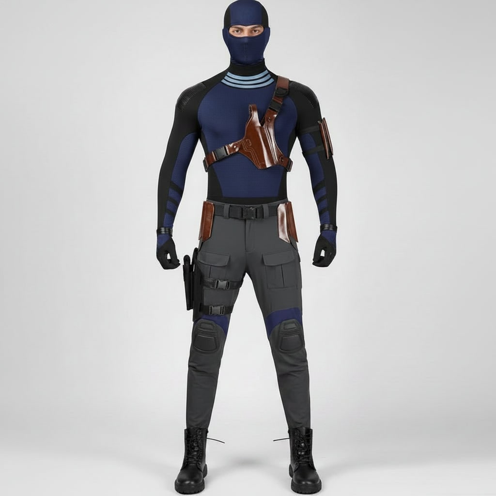 Tactical Superhero Costume Set with Balaclava Mask Knee Pads and Fingerless Gloves