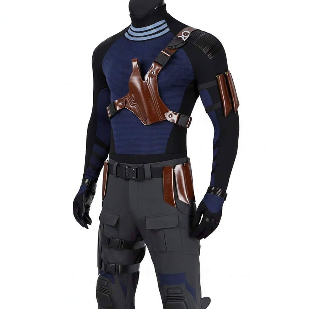 Tactical Superhero Costume Set with Balaclava Mask Knee Pads and Fingerless Gloves