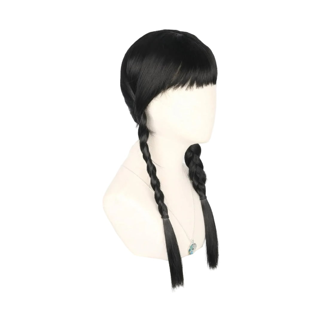 Halloween Hair Braided Costume Wig with Straight Fringe for Cosplay and Dress Up