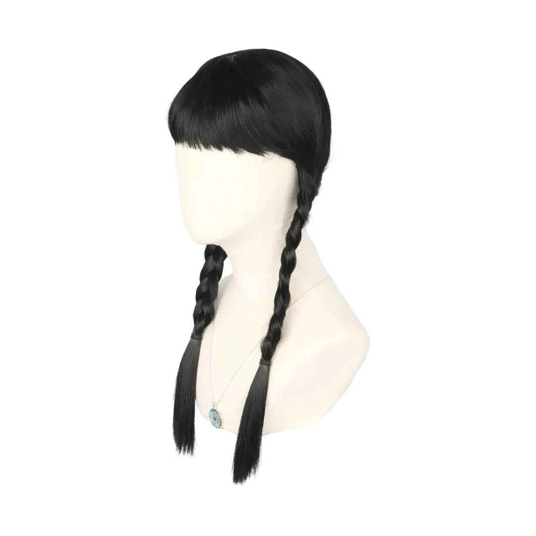 Halloween Hair Braided Costume Wig with Straight Fringe for Cosplay and Dress Up