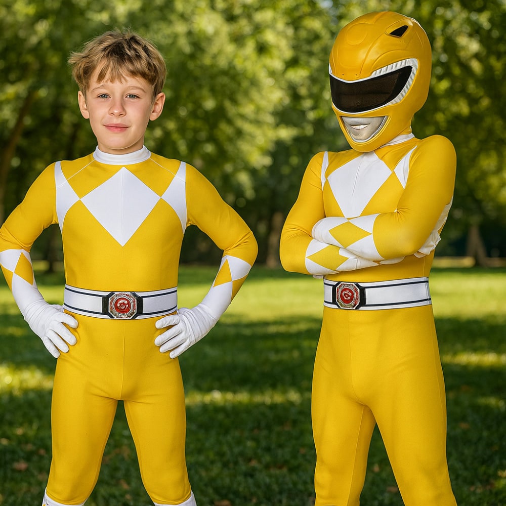 Halloween Dress Up Costume Kids Ranger Muscle Jumpsuit with Mask and Back Zipper for Parties