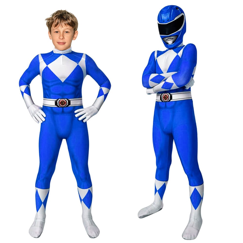 Halloween Dress Up Costume Kids Ranger Muscle Jumpsuit with Mask and Back Zipper for Parties