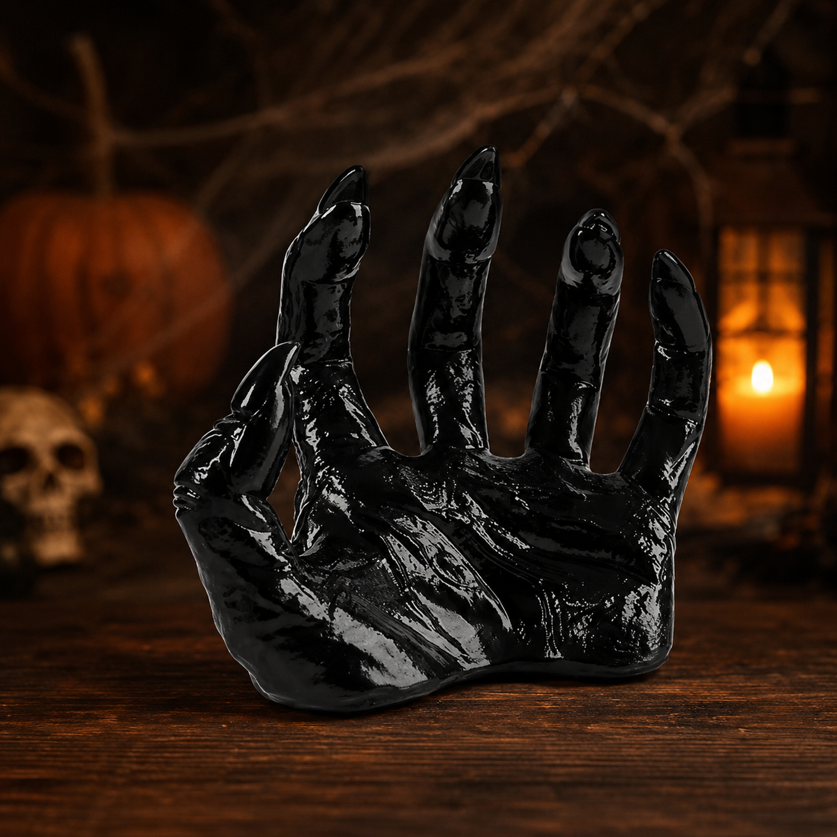 Wall Candle Holders for Halloween Gothic Decorations Glossy Resin Creepy Hand Tea Light Set