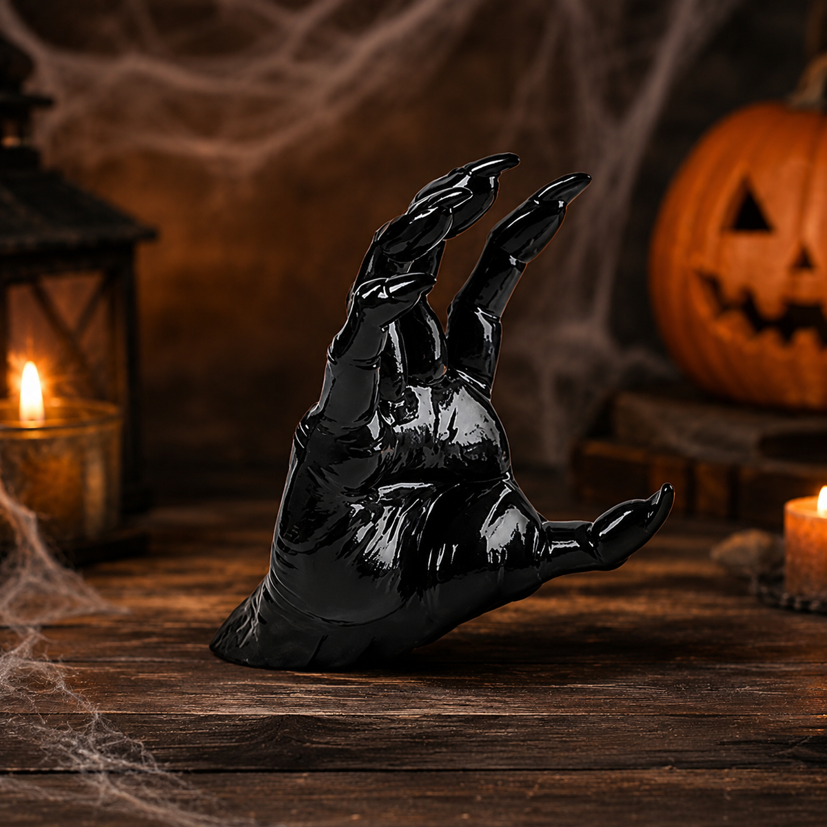 Wall Candle Holders for Halloween Gothic Decorations Glossy Resin Creepy Hand Tea Light Set