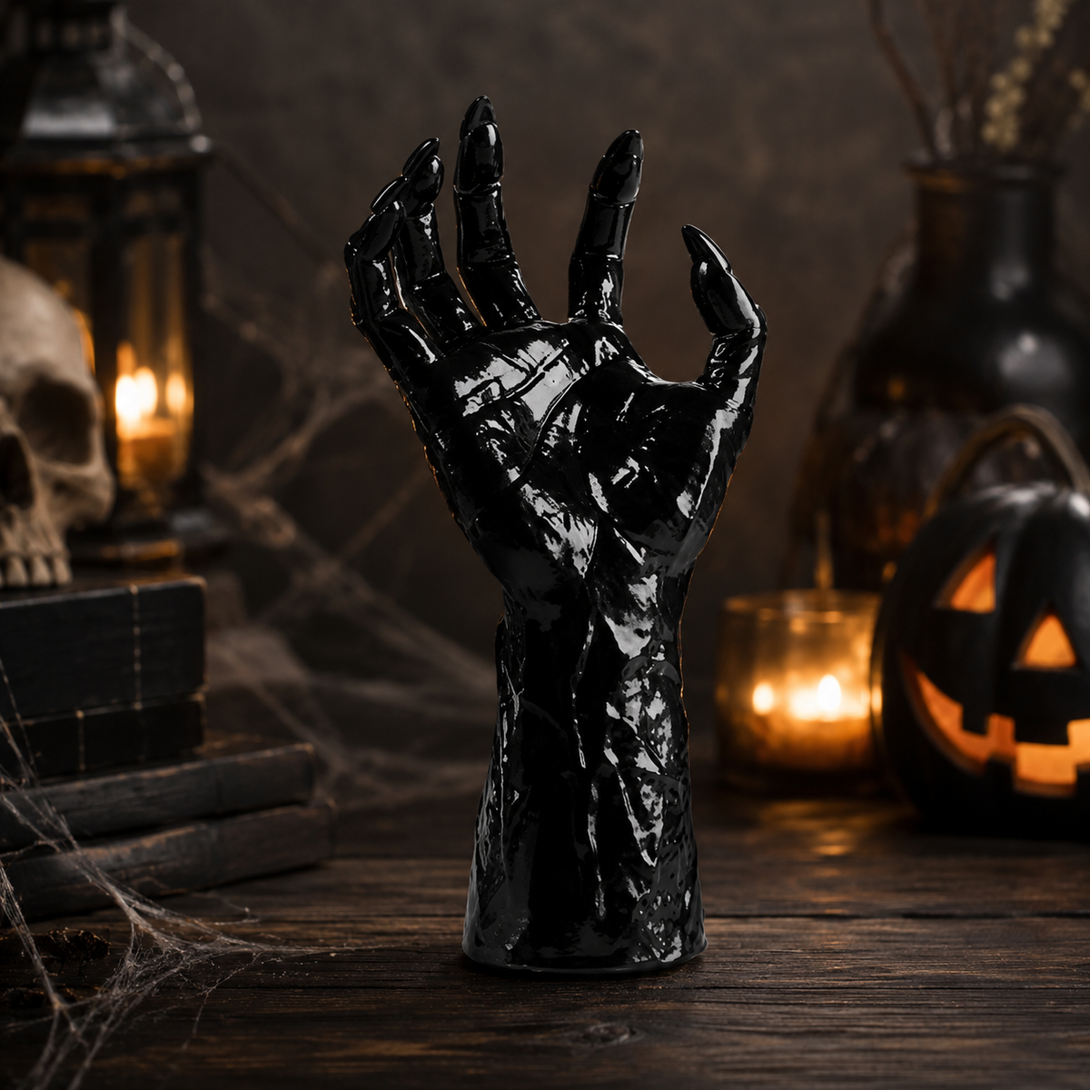 Wall Candle Holders for Halloween Gothic Decorations Glossy Resin Creepy Hand Tea Light Set
