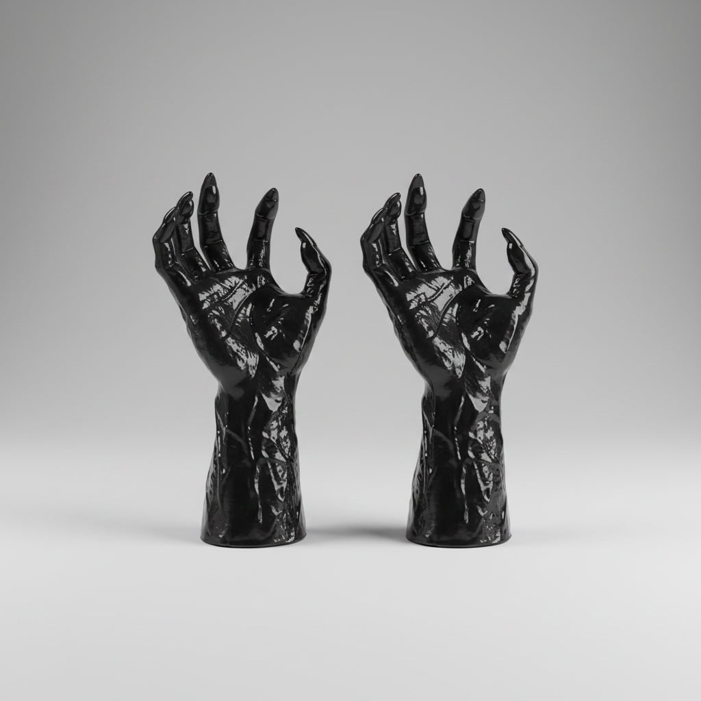 Wall Candle Holders Gothic Creepy Hand Design Textured Resin Set for Halloween Decor