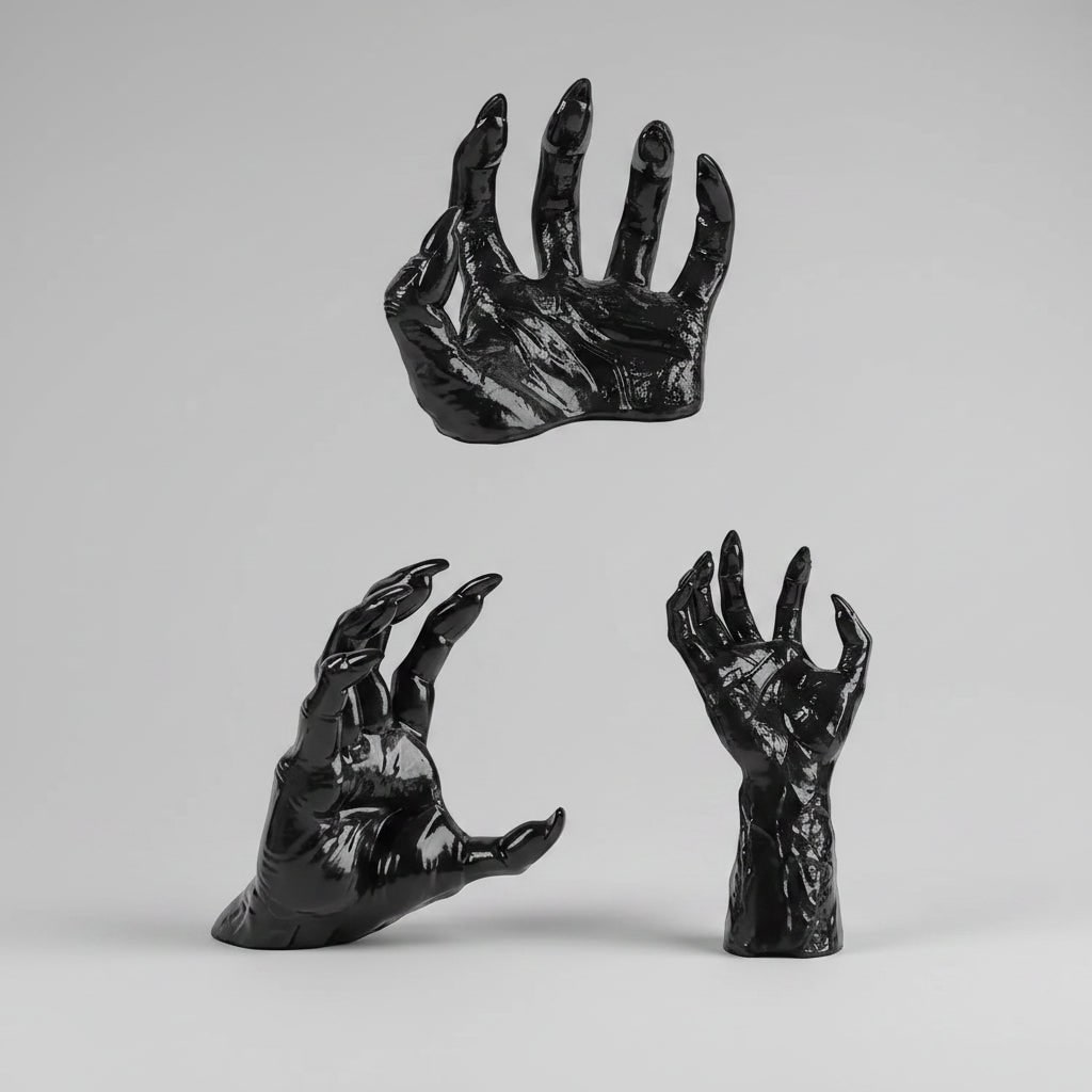 Wall Candle Holders Gothic Creepy Hand Design Textured Resin Set for Halloween Decor