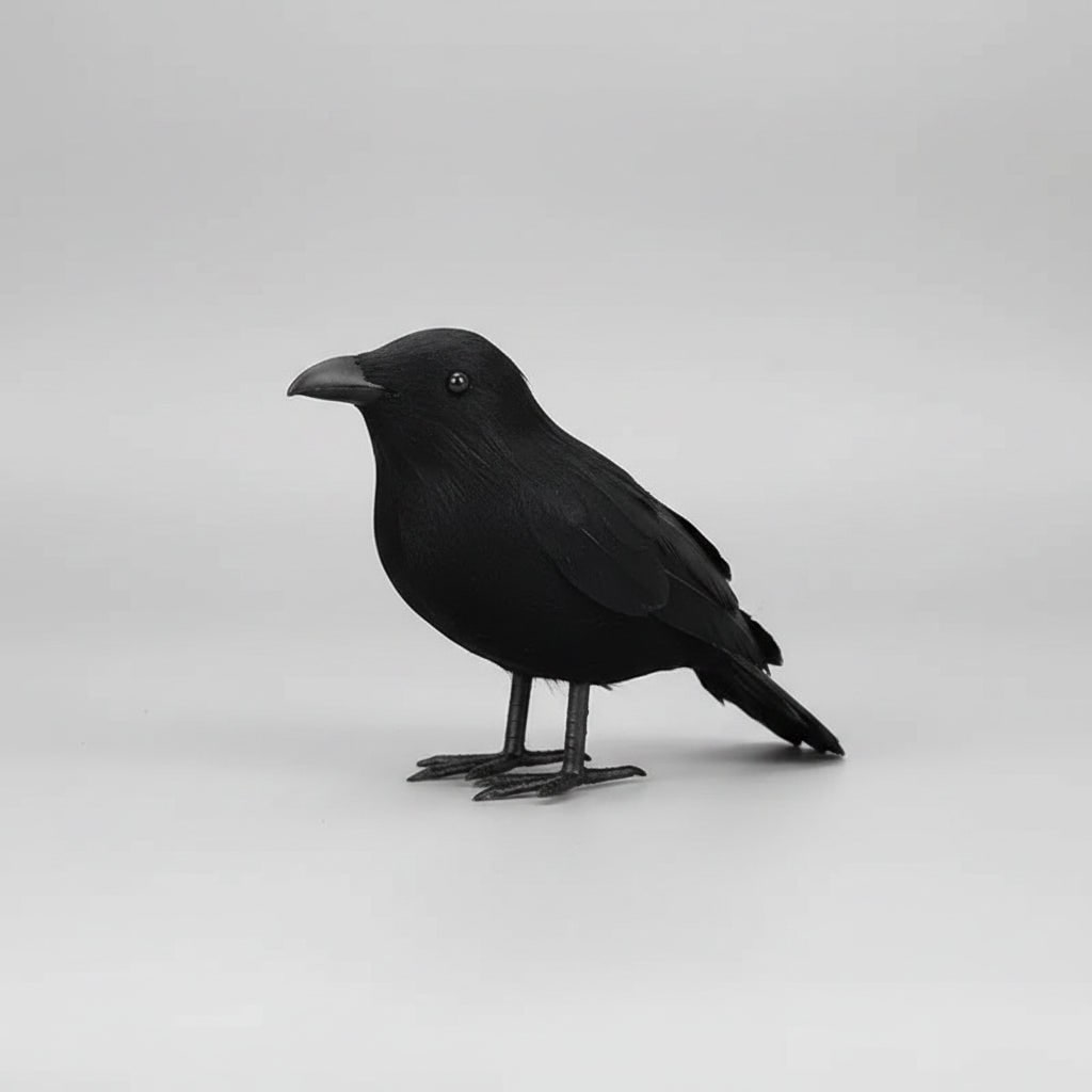 Halloween House Decorations Artificial Black Crows with Faux Feathers for Yard Display