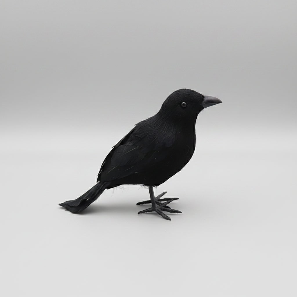 Halloween House Decorations Artificial Black Crows with Faux Feathers for Yard Display
