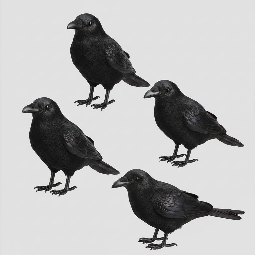 Halloween House Decorations Artificial Black Crows with Faux Feathers for Yard Display