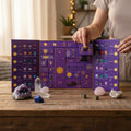 Crystal Advent Calendar with 24 Numbered Drawers Halloween Gemstone Figurines and Geode Slice