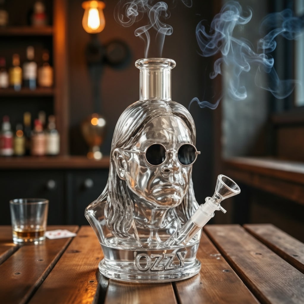 Halloween Party Decorations Borosilicate Glass Water Pipe with Sculpted Rock Bust Bowl
