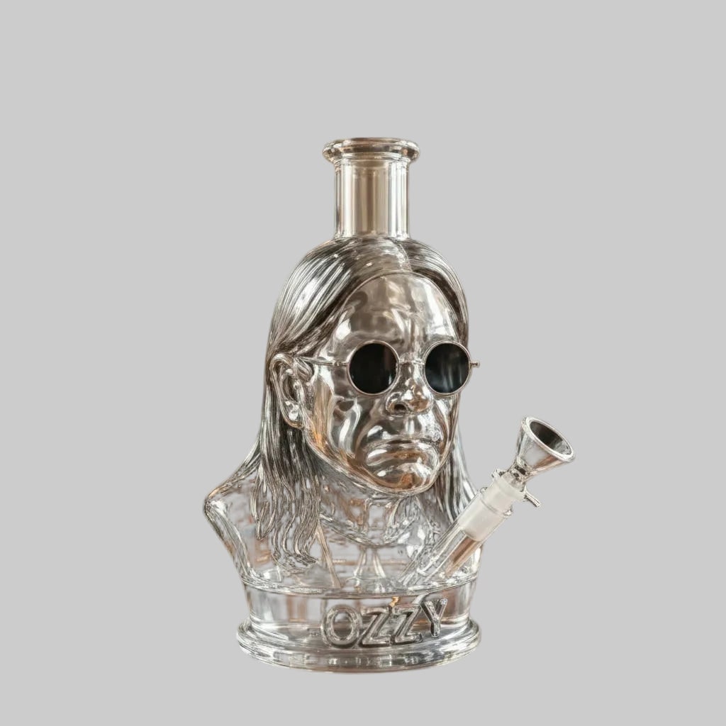 Halloween Party Decorations Borosilicate Glass Water Pipe with Sculpted Rock Bust Bowl
