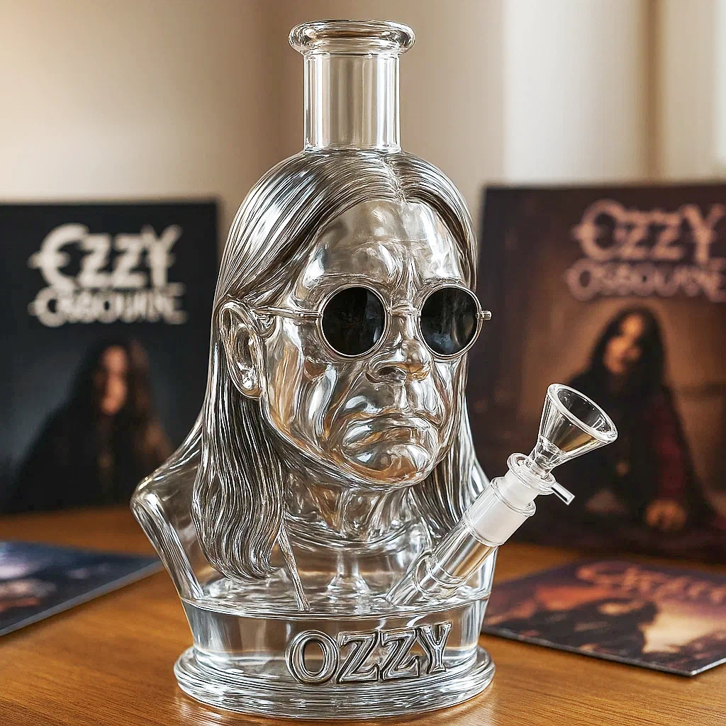 Halloween Party Decorations Borosilicate Glass Water Pipe with Sculpted Rock Bust Bowl