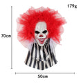 Halloween Front Door Decor Scary Clown Hanger with Red Tulle Hair Outdoor Wreath 70cm