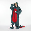 Dinosaur Halloween Costume Cosplay Hooded Jumpsuit with Spiked Tail Wig and Clawed Shoe Covers