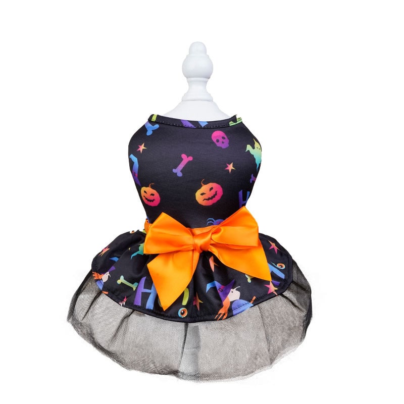 Halloween Costumes for Dogs Sleeveless Tutu Dress and Pet Outfit with Tulle Skirt Satin Bow