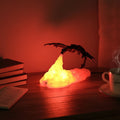 Bedside Table with Light Up Dragon Night Lamp Warm Orange LED Fire Breathing Cloud Base