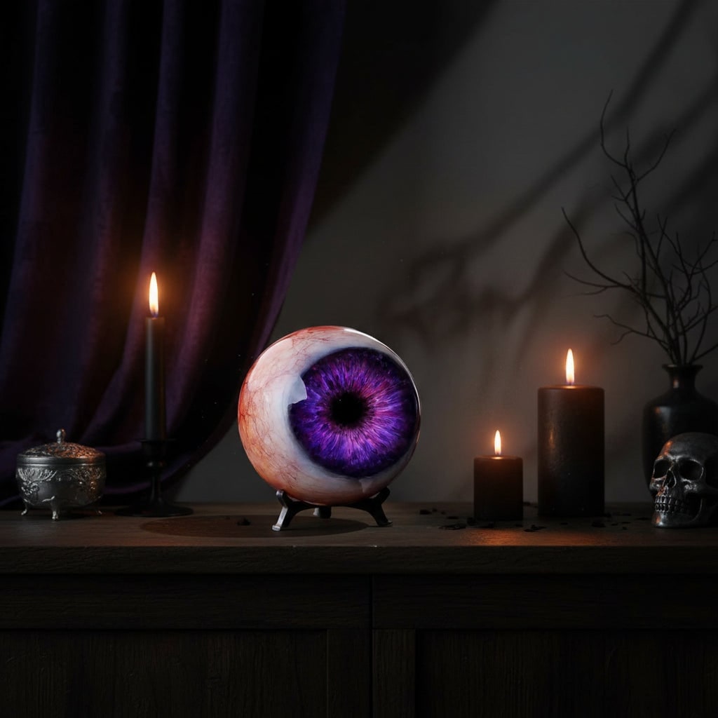 Halloween Party Decorations Glossy Resin Eyeball Ornament with Stand for Door and Porch