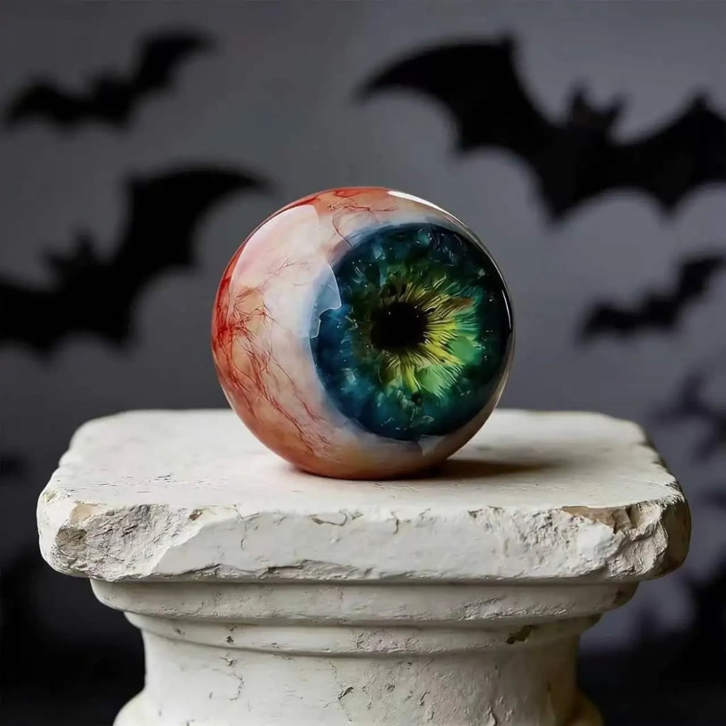 Halloween Party Decorations Glossy Resin Eyeball Ornament with Stand for Door and Porch