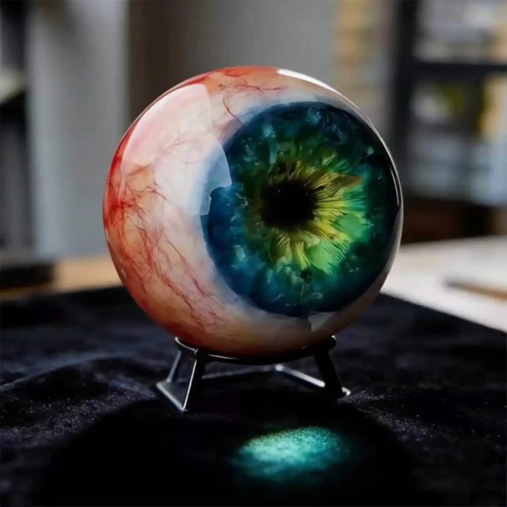 Halloween Party Decorations Glossy Resin Eyeball Ornament with Stand for Door and Porch