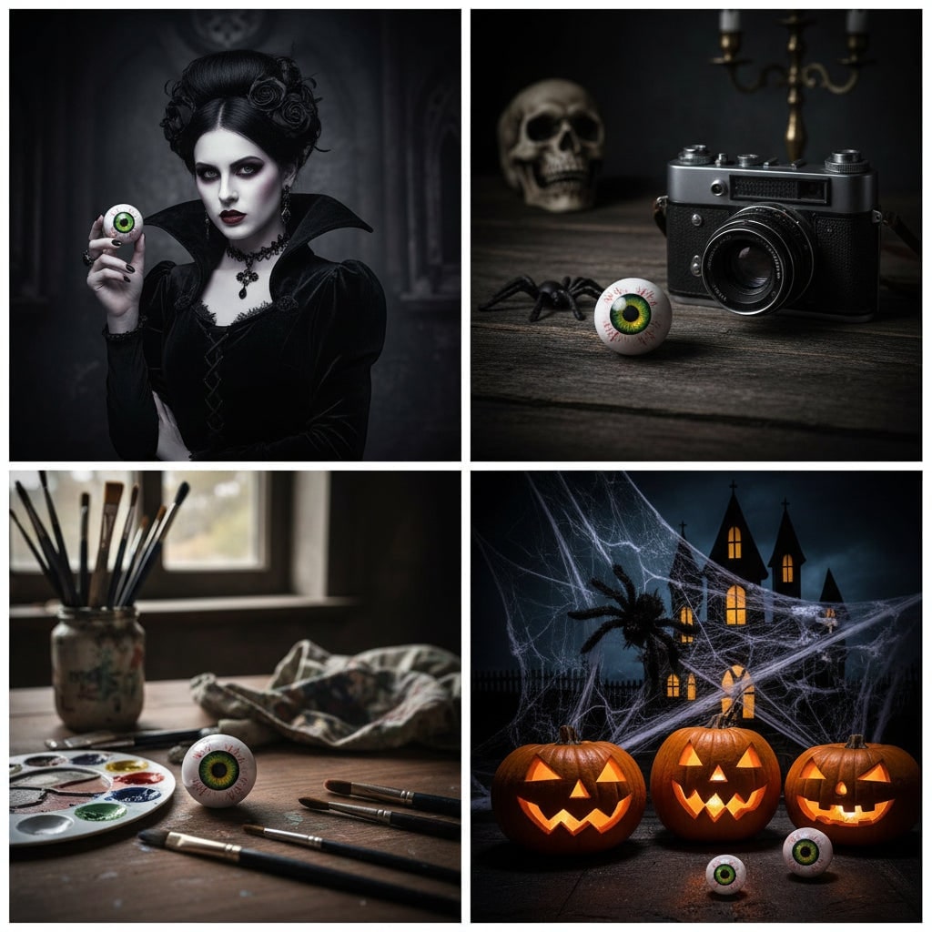 Halloween Party Decorations Glossy Resin Eyeball Ornament with Stand for Door and Porch