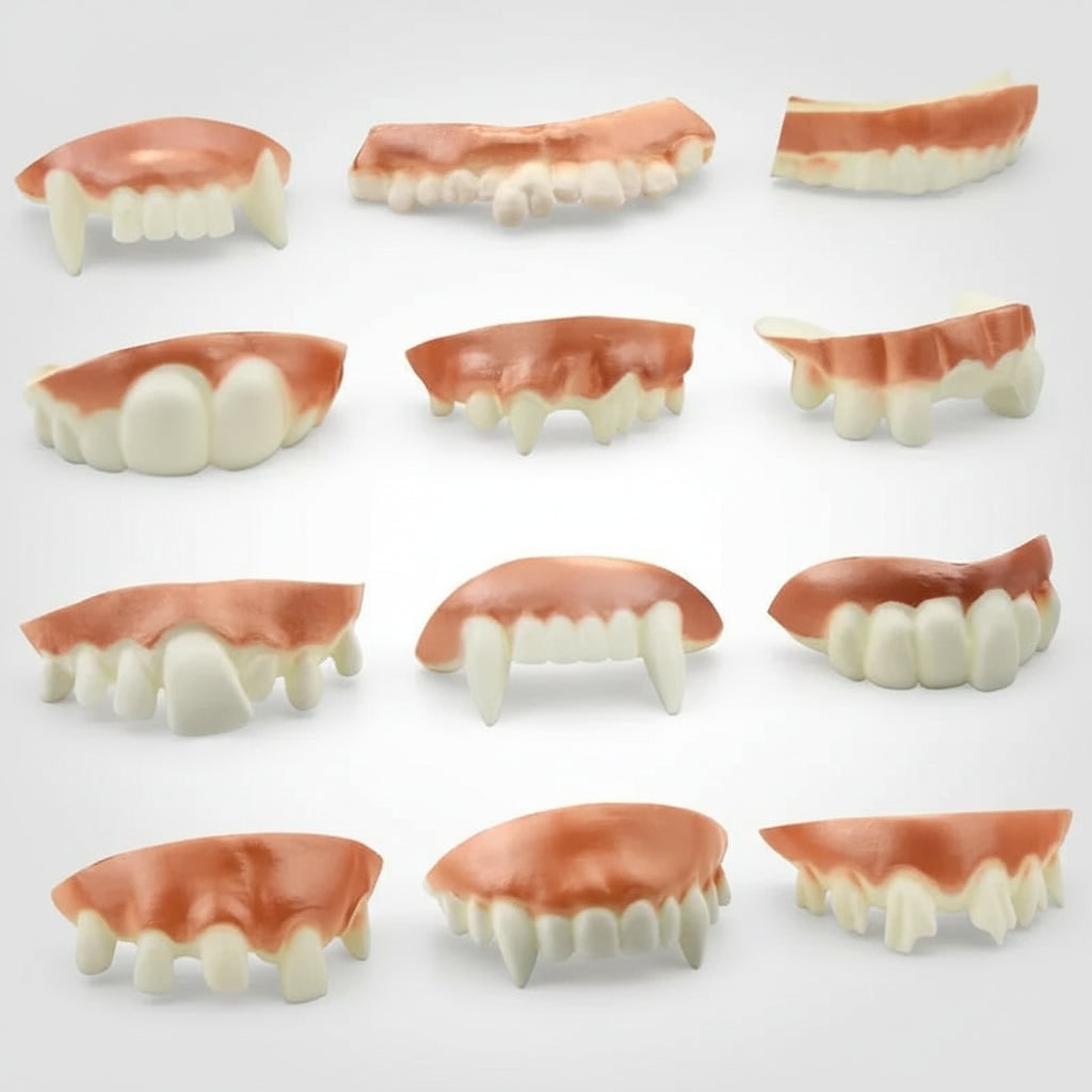 Halloween Vampire Costume Fake Teeth Partials with Fangs and Moulded Gums